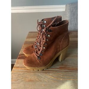 JS MISTAH‎ brown Suede chunky platform Boots Lug Lace Up combat boot